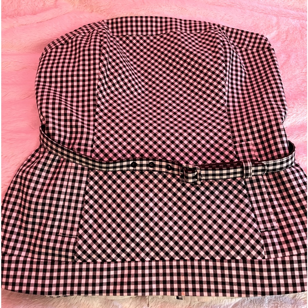 WHITE HOUSE BLACK MARKET BUSTIER BLOUSE LIKE NEW SZ 10 BLACK AND WHITE CHECKS
